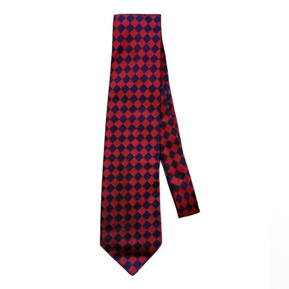 Vtg Rare Burberry 100% Silk Red Blue Tie Made in Inglland - Picture 6 of 6